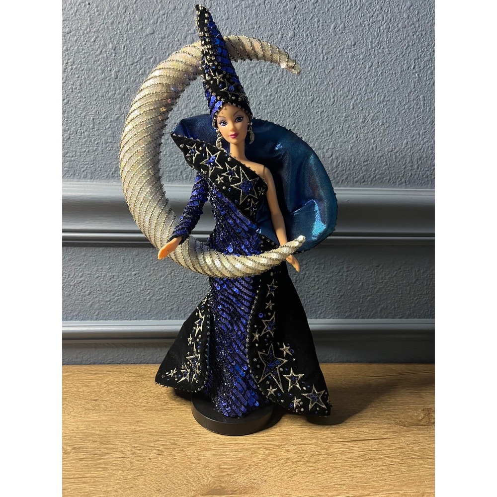 Barbie Doll Celestial Moon Goddess Blue Sparkle Sequin Gown Fantasy‎ Collectible